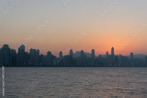 balneario camboriu city skyline at sunset