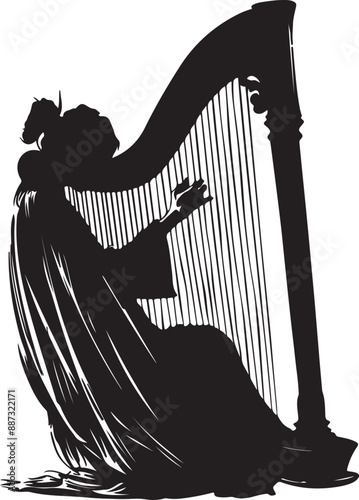 woman playing the harp