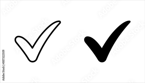 Check Mark Icon set, vector illustration on white background. color editable