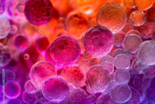 Plasma Cells: A close-up of plasma cells, differentiated from B lymphocytes, producing antibodies in response to pathogens. photo