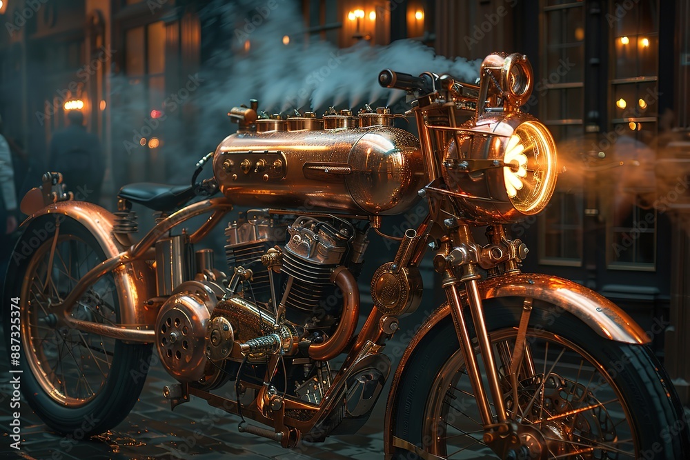 Fototapeta premium A vintage motorcycle with a large headlight and a lot of chrome