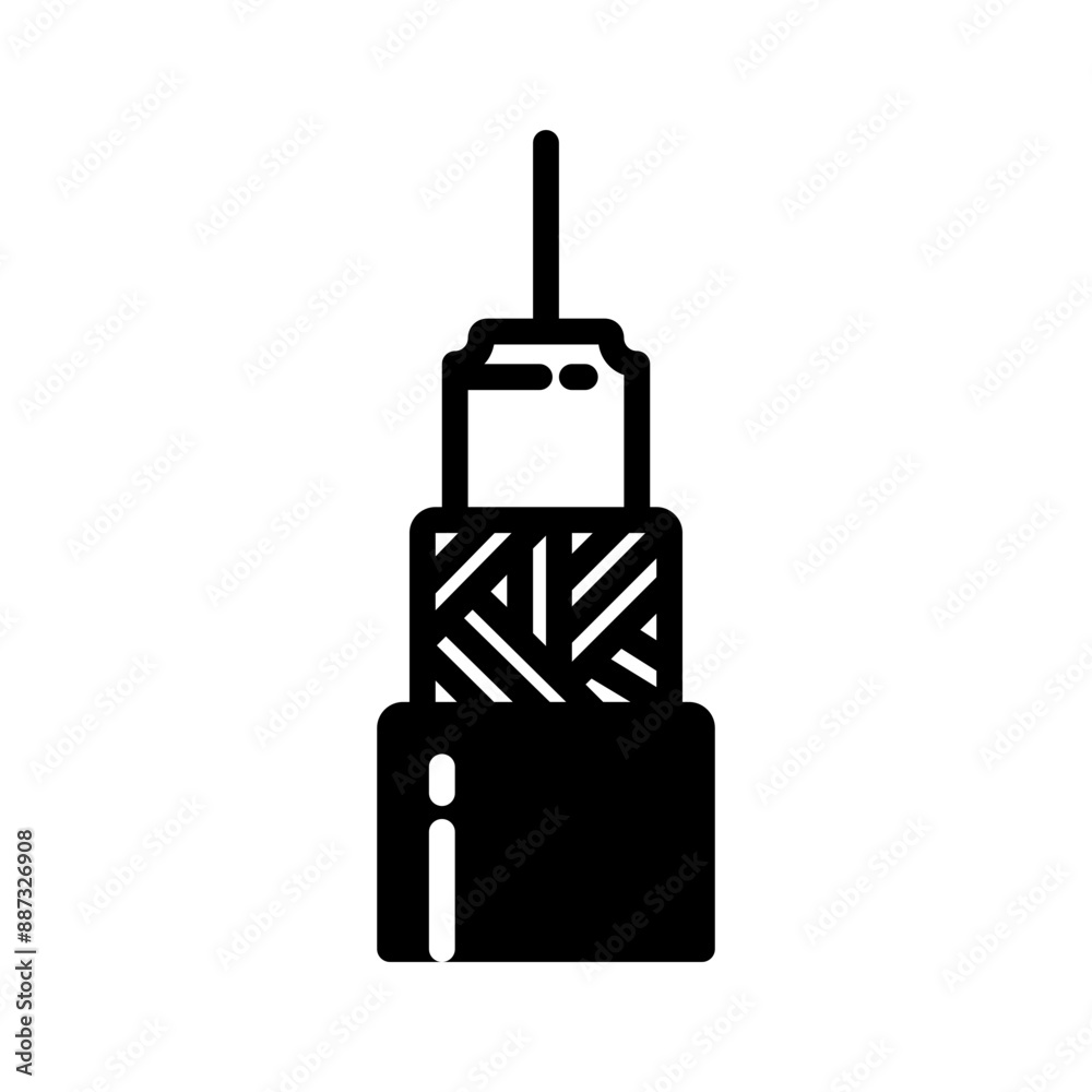 Vector solid black icon for Cable wire Vector solid black icon for Cable wire
