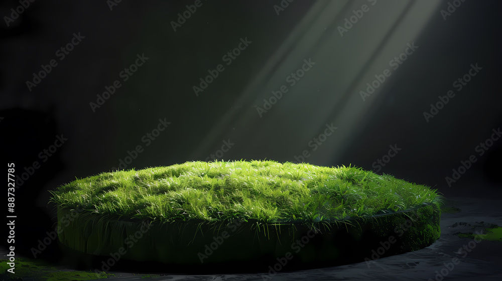 Fototapeta premium The round podium is covered with moss.