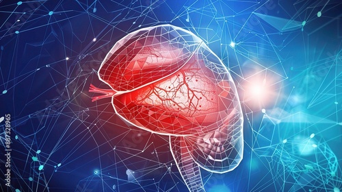 Illustration of a fatty liver showing the impact of non-alcoholic fatty liver disease on organ health photo