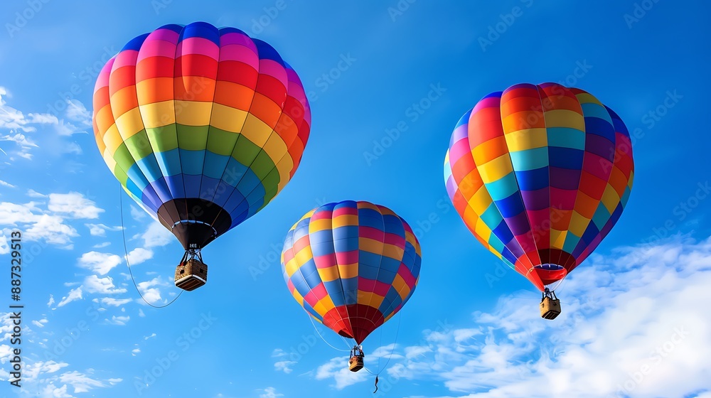 Fototapeta premium rainbow-colored hot air balloons floating in the sky representing freedom joy and the celebration of LGBTQ pride