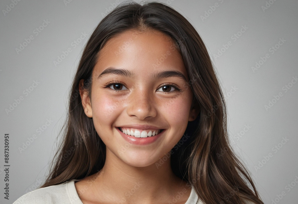Portrait view of a regular happy smiling Ecuador girl, ultra realistic, candid, social media, avatar image, plain solid background Portrait view of a regular happy smiling Ecuador girl, ultra realistic, candid, social media, avatar image, plain solid background