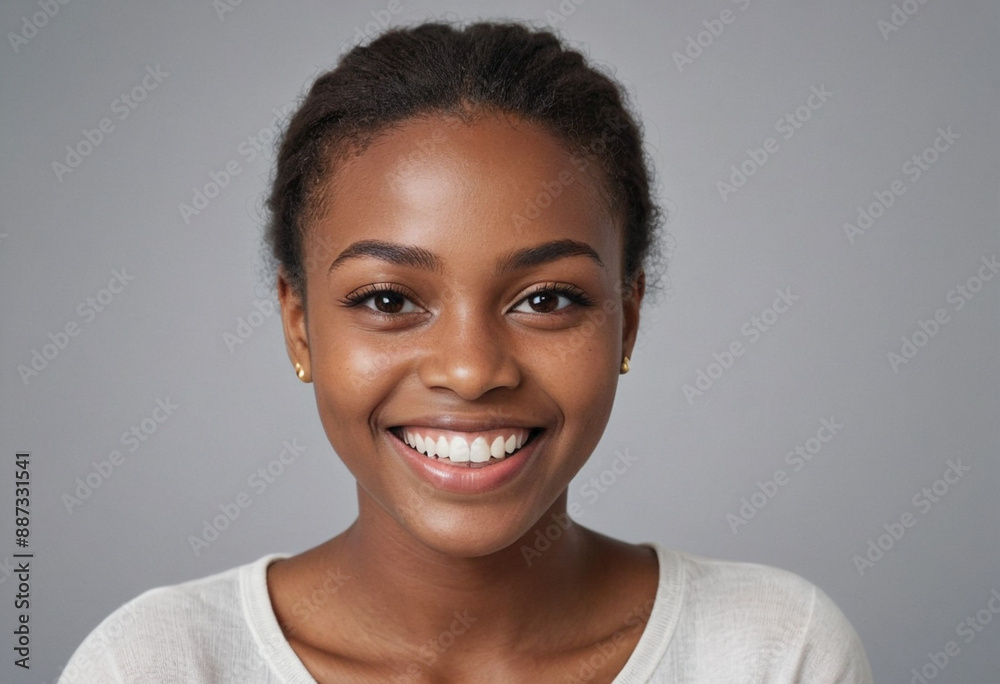 Portrait view of a regular happy smiling Grenada girl, ultra realistic, candid, social media, avatar image, plain solid background Portrait view of a regular happy smiling Grenada girl, ultra realistic, candid, social media, avatar image, plain solid background