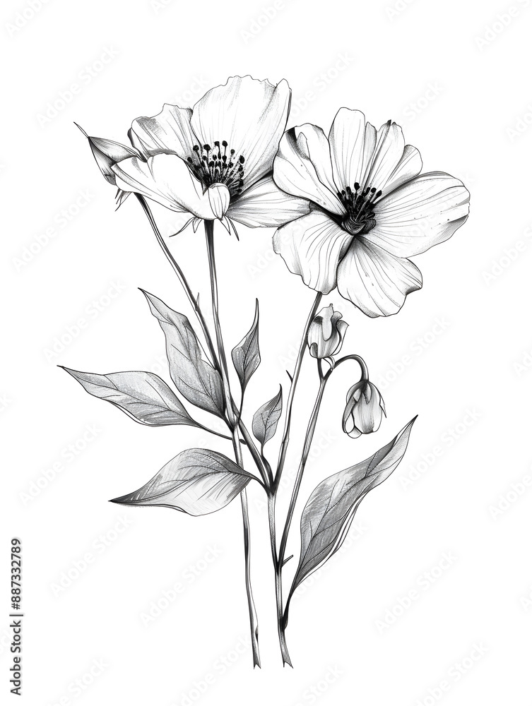 Obraz premium 2D flower and leaf cards in various styles