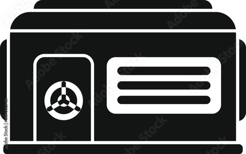 Black silhouette of a portable diesel or gasoline generator, a reliable source of backup power during emergencies and blackouts