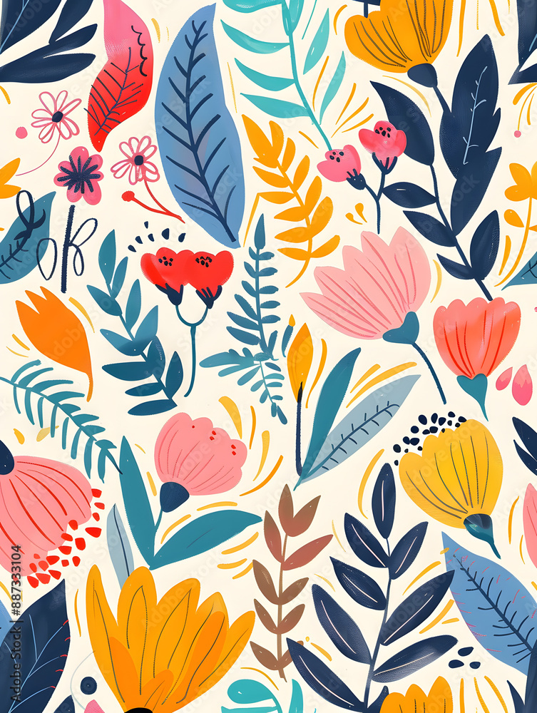 Obraz premium 2D flower and leaf cards in various styles