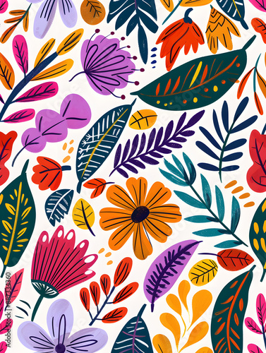 2D flower and leaf cards in various styles
