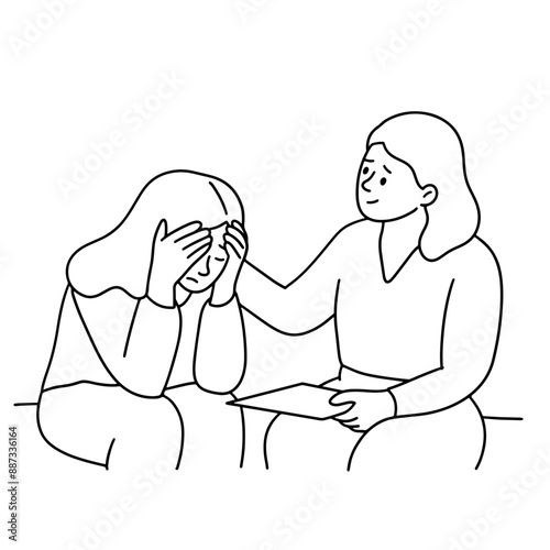 Young woman feeling sad in therapy