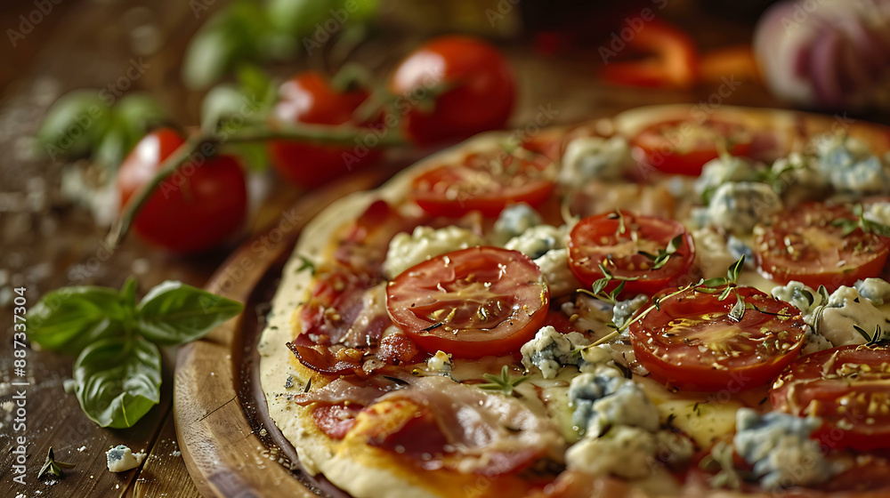 Pepperoni pizza delicious on wooden board. Pepperoni pizza delicious on wooden board.