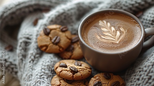 Coffee and Cookies on a Cozy Knit Blanket