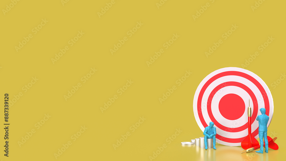 The Dartboard and coins for Business concept 3d rendering. The Dartboard and coins for Business concept 3d rendering.
