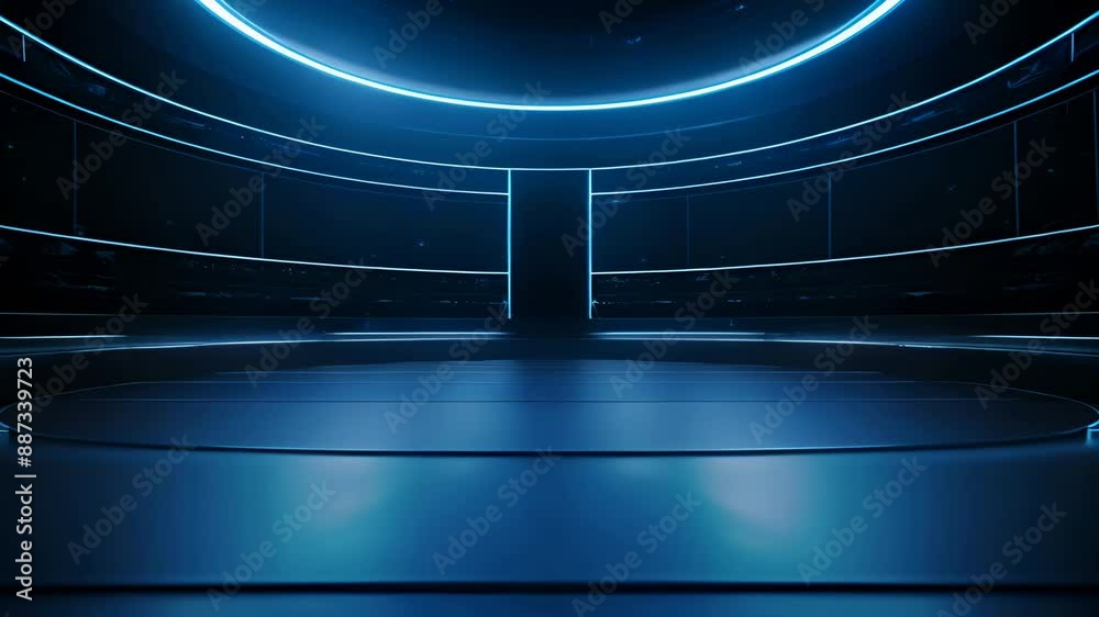 podium Futuristic showcase with platform for product displaying. Empty modern stage display. Seamless looping motion design. Video animation Ultra HD 4K 3840x2160

