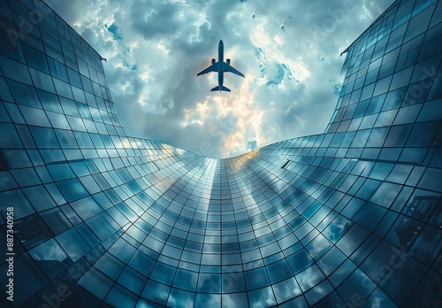 An airplane flying above a ...