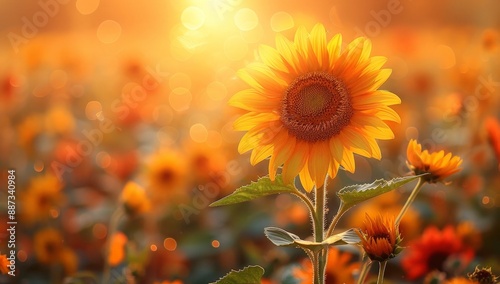 Beautiful sunflowers in a f...