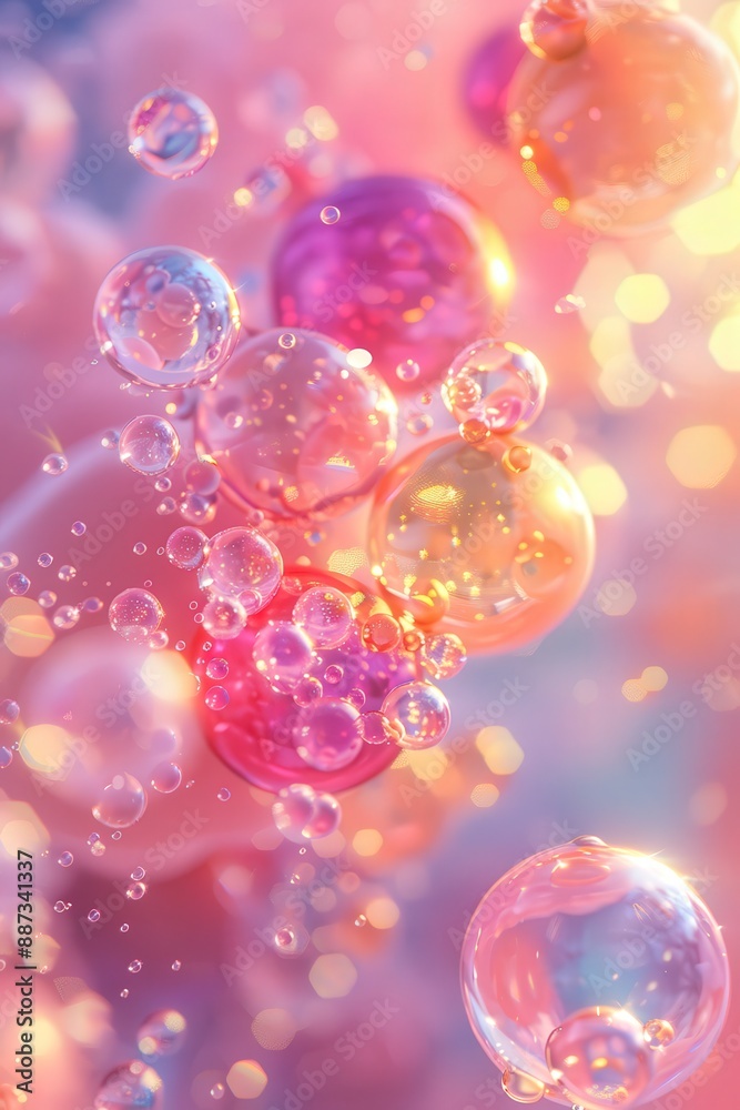Colorful Abstract Background with Floating Bubbles and Bokeh Lights in Pastel Tones Colorful Abstract Background with Floating Bubbles and Bokeh Lights in Pastel Tones