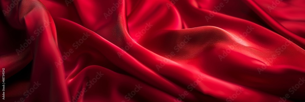 Close-up image of a luxurious red silk fabric, showing its sheen and folds