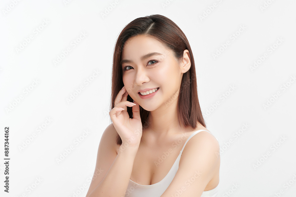 Beautiful young asian woman with clean fresh skin on white background, Face care, Facial treatment, Cosmetology, beauty and spa, Asian women portrait. Beautiful young asian woman with clean fresh skin on white background, Face care, Facial treatment, Cosmetology, beauty and spa, Asian women portrait.
