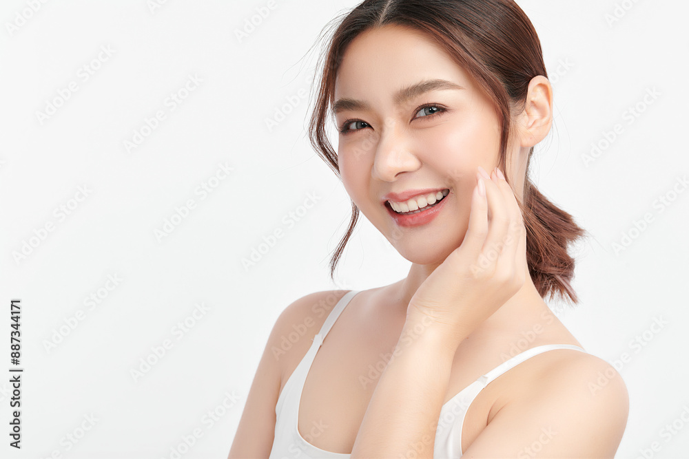 Beautiful young asian woman with clean fresh skin on white background, Face care, Facial treatment, Cosmetology, beauty and spa, Asian women portrait. Beautiful young asian woman with clean fresh skin on white background, Face care, Facial treatment, Cosmetology, beauty and spa, Asian women portrait.