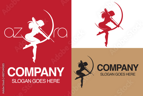 vector image of a beautiful goddess shooting her crossbow