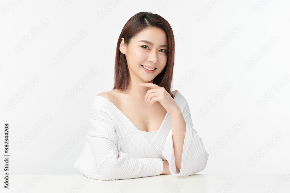 Beautiful young asian woman with clean fresh skin on white background, Face care, Facial treatment, Cosmetology, beauty and spa, Asian women portrait. Beautiful young asian woman with clean fresh skin on white background, Face care, Facial treatment, Cosmetology, beauty and spa, Asian women portrait.