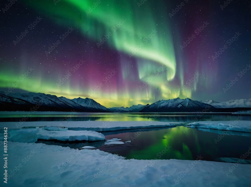Aurora Borealis Over Arctic Landscape Aurora Borealis Over Arctic Landscape