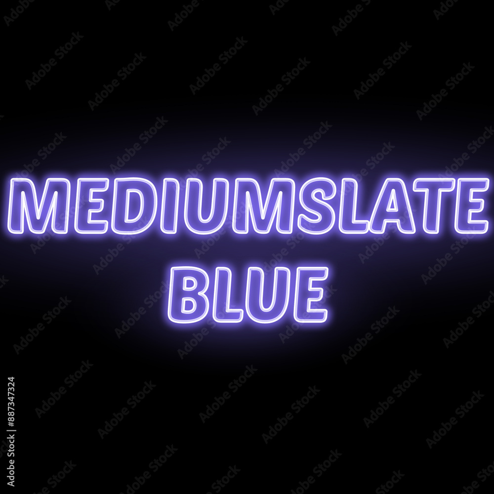 Neon medium slate blue colour and text isolated on black background. Illustration text, Neon inscription with backlight in Bold style, Isolated glowing title for decoration. Neon medium slate blue colour and text isolated on black background. Illustration text, Neon inscription with backlight in Bold style, Isolated glowing title for decoration.