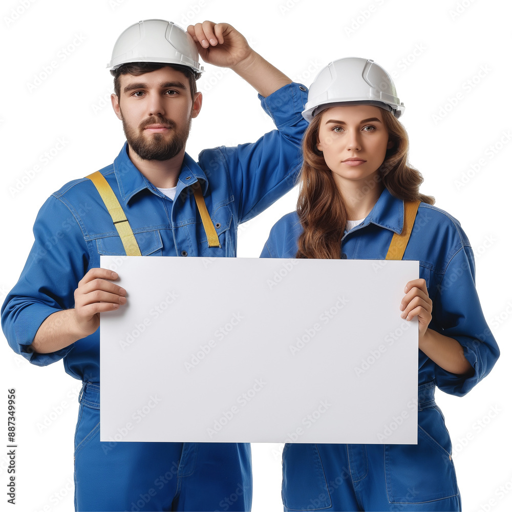 workers with blank board workers with blank board