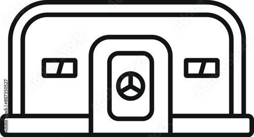 Bank vault door offering high level security icon featuring a large, reinforced metal door with multiple locking mechanisms and a secure entryway