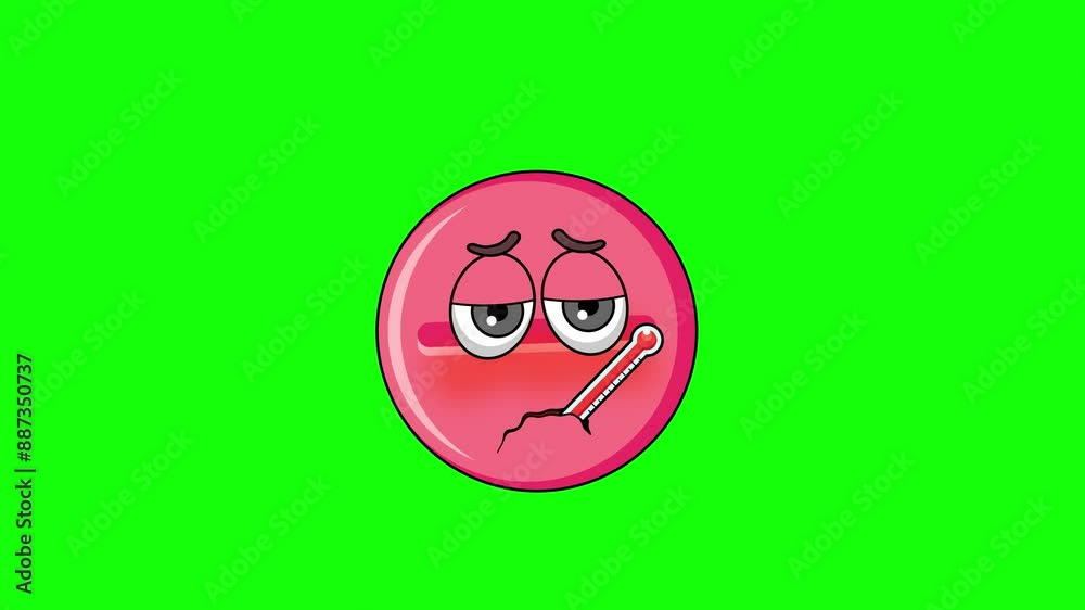 Fever animation of a medicine tablet cartoon, with a thermometer Fever animation of a medicine tablet cartoon, with a thermometer