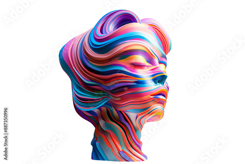 Abstract bust with flowing, colorful textures, symbolizing creativity and modern digital art.