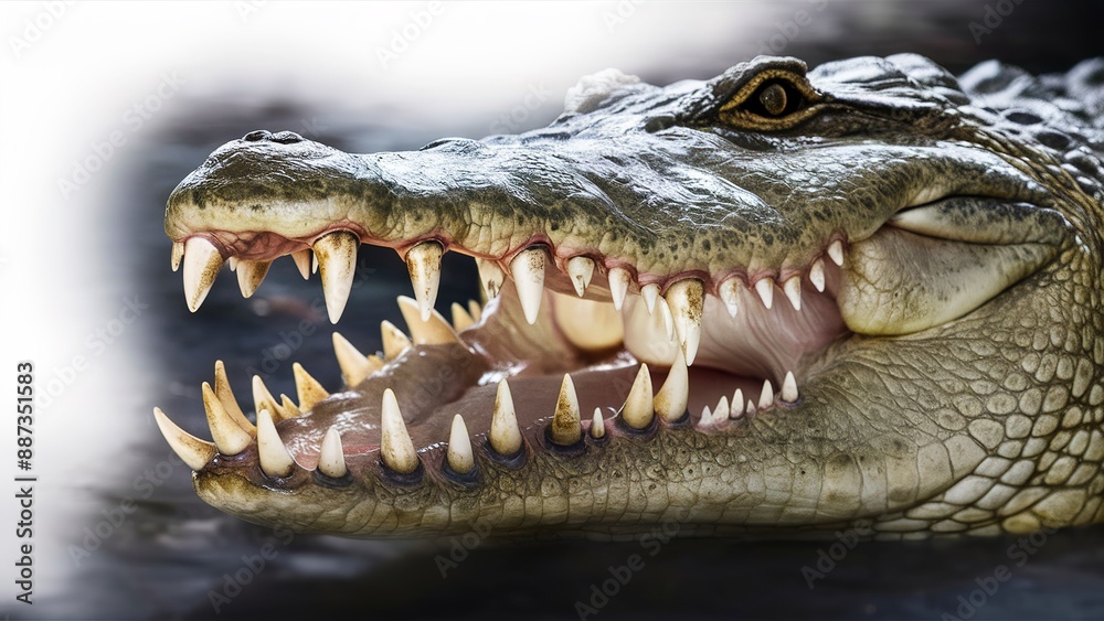 mouth of a crocodile with sharp fangs isolated close up mouth of a crocodile with sharp fangs isolated close up