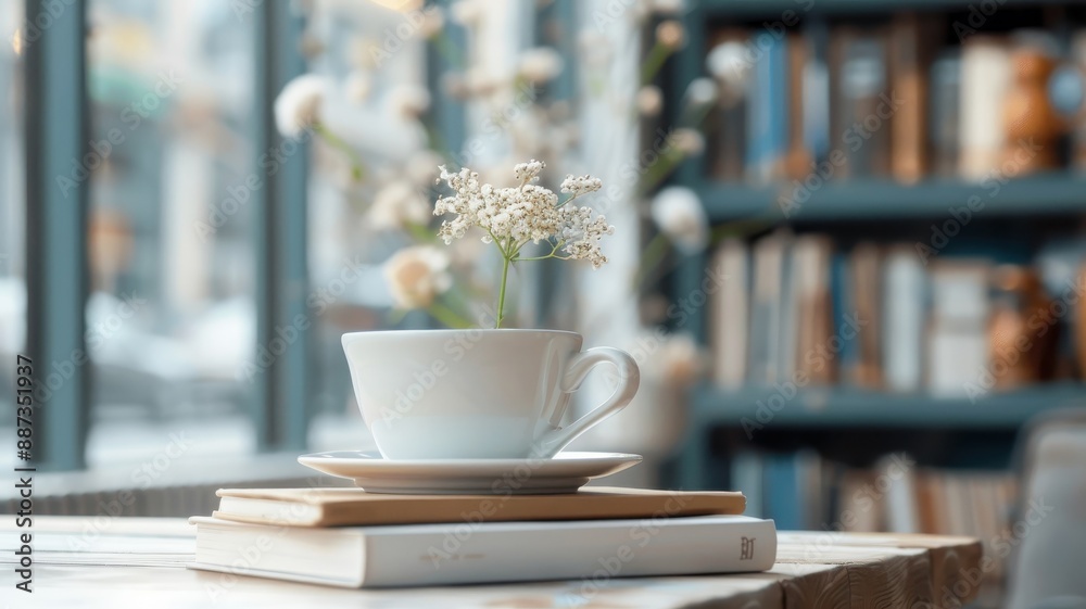 A cozy bookstore cafe with a curated selection of books. A cozy bookstore cafe with a curated selection of books.