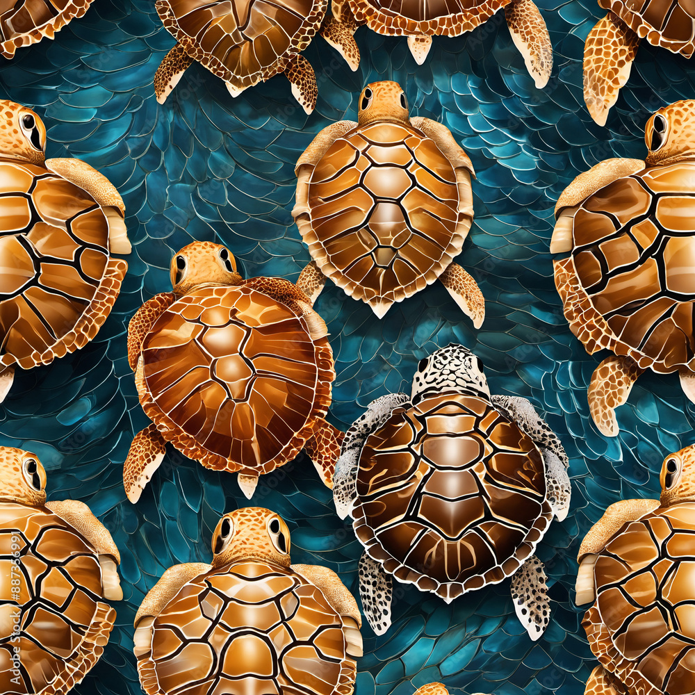 Set of sea turtleillustration pattern . Ocean animal painting vector illustration Set of sea turtleillustration pattern . Ocean animal painting vector illustration