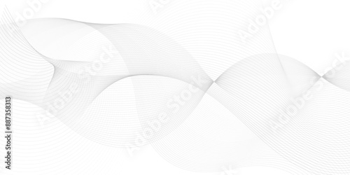 Abstract template background with wave design. Digital frequency track equalizer. Stylized line art background. White background with gray waves line.