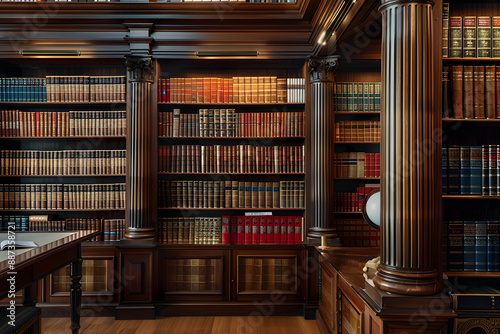 Law Library. Rows of Books and Legal References in a Law Firm