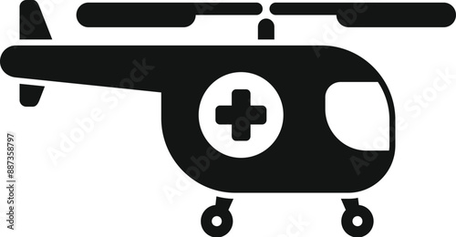 Black silhouette of a medical helicopter, symbolizing emergency medical services