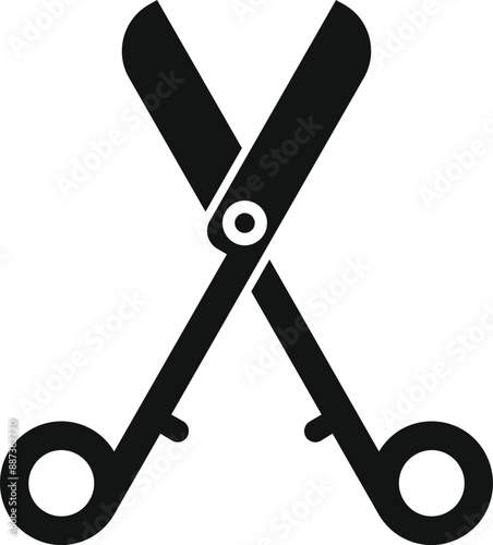 Black metal scissors cutting icon showing hairdresser tool
