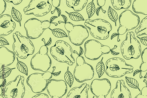 seamless pattern pear vector drawing
