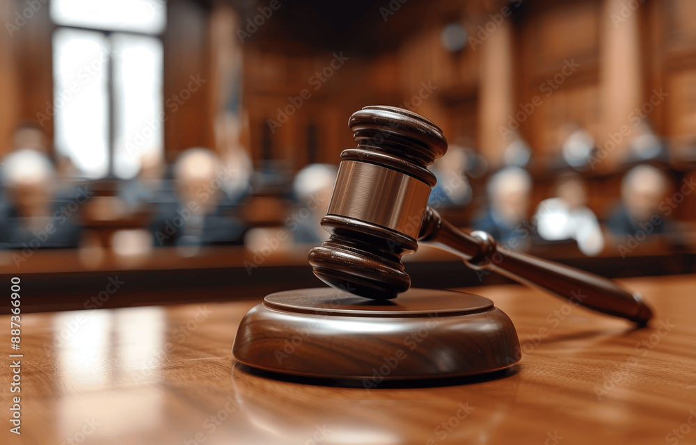 Judge gavel on wooden table in courtroom, law and justice trial, legal proceedings with judge, lawyer discussing civil case, supreme court decision, courtroom setting with gavel close-up Judge gavel on wooden table in courtroom, law and justice trial, legal proceedings with judge, lawyer discussing civil case, supreme court decision, courtroom setting with gavel close-up