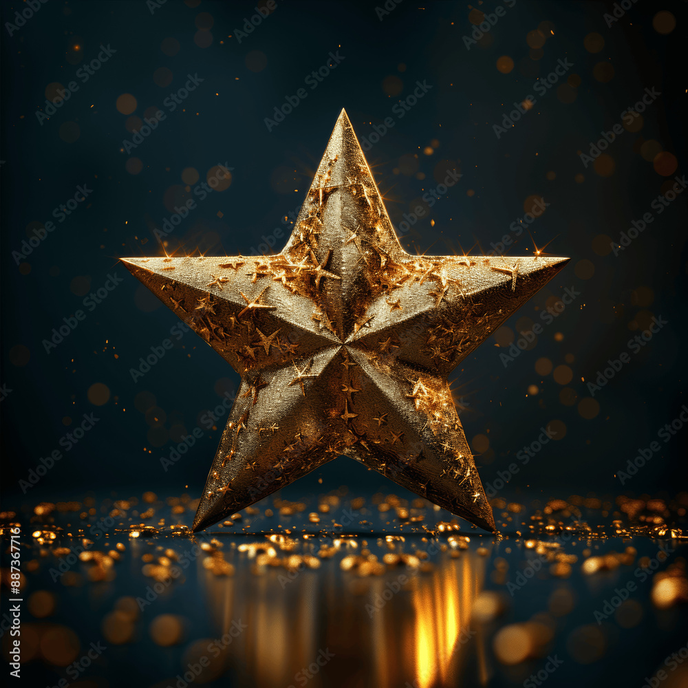 Golden Star Icon 3D Rendering Shiny Metallic Texture Reflection High Quality Premium Award Symbol Luxury Packaging Cosmetic Product Design High Resolution Success Rank Golden Star Icon 3D Rendering Shiny Metallic Texture Reflection High Quality Premium Award Symbol Luxury Packaging Cosmetic Product Design High Resolution Success Rank
