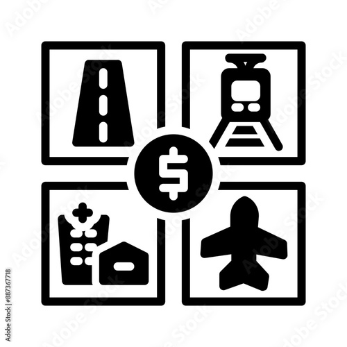 Vector solid black icon for Infrastructure investment