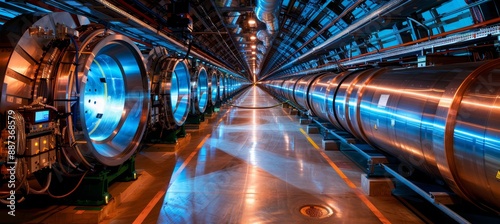 Exploring the intricate network of pipes and equipment in the large hadron collider tunnel photo