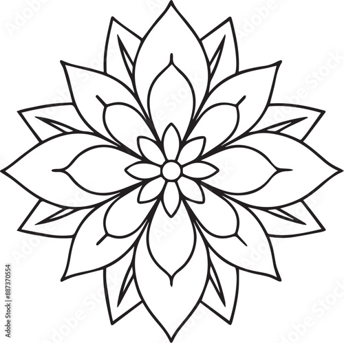 Minimalist Floral Vector Art for Adult Coloring Books: Elegant Black & White Designs with Bold Outlines