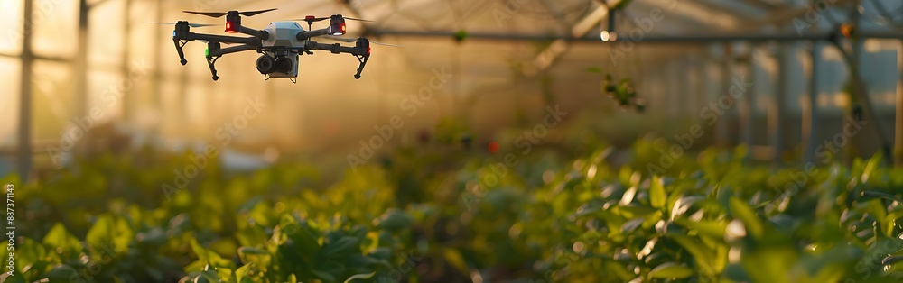 a drone on the green leaf background. Drone in the garden a drone on the green leaf background. Drone in the garden