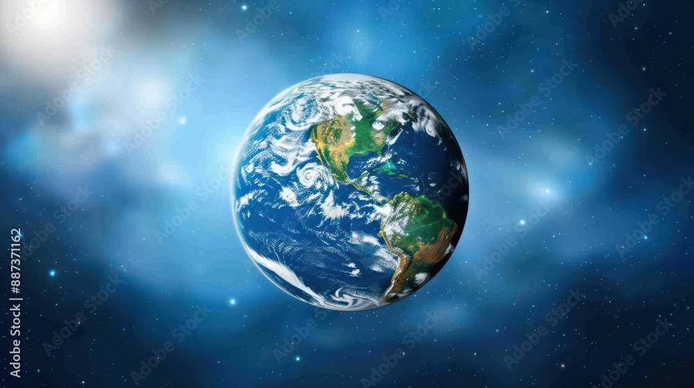 Explore the galaxy with this stunning image of Earth against a starstudded space backdrop. Explore the galaxy with this stunning image of Earth against a starstudded space backdrop.