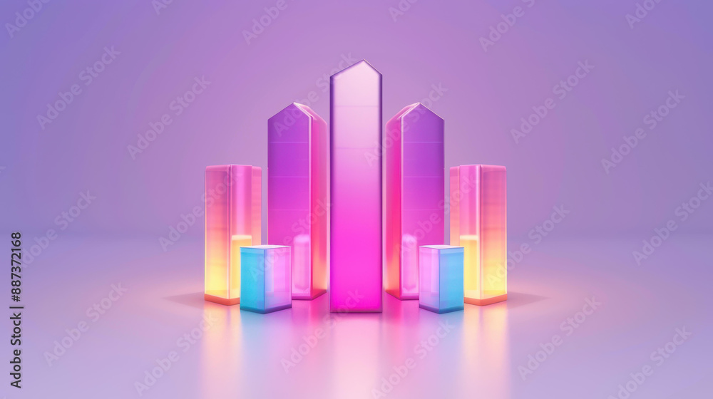 Explore a vibrant neon digital city with tall illuminated houses in a virtual 3D world. Explore a vibrant neon digital city with tall illuminated houses in a virtual 3D world.